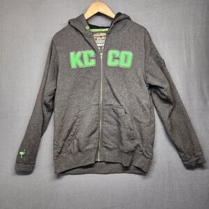 The Chive Polar Hoodie Mens Medium Gray KC CO Full Zip Fleece Lined Keep Calm